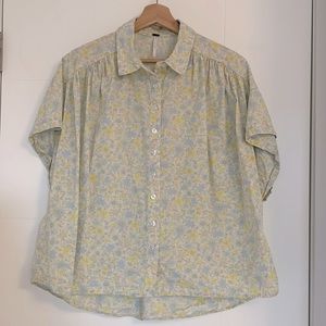 Free People bring it back button down blouse cream floral
